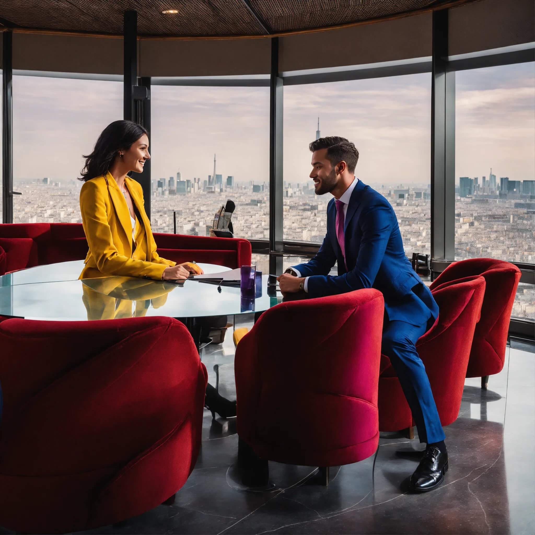 Coaching de transition professionnelle entre cadres en haut d’une tour à Paris Acteo